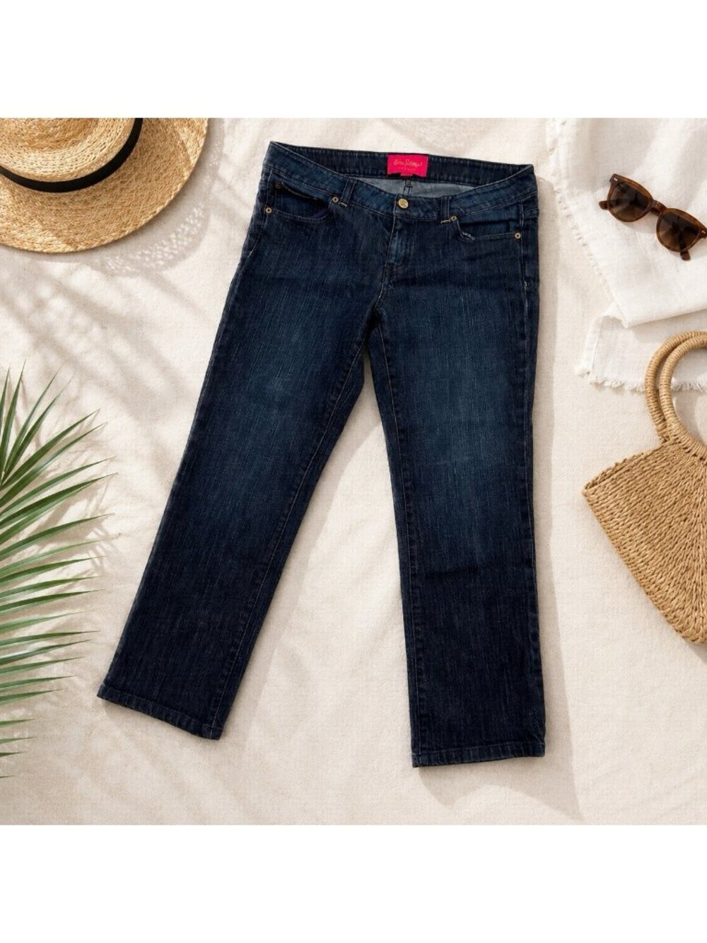 LIlly Pulitzer Jubilee Dark Wash Denim Jeans Womens Size 8 Ankle Length